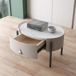LIVARA NT1033 / Style Bedside Oval Side Sintered Small Table Minimalist With Stone Top Table
