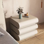 LIVARA NT1035 Faux Drawer Cream Bedside Pine Wood Solid Leather Table