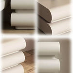 LIVARA NT1035 Faux Drawer Cream Bedside Pine Wood Solid Leather Table