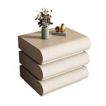 LIVARA NT1035 Faux Drawer Cream Bedside Pine Wood Solid Leather Table