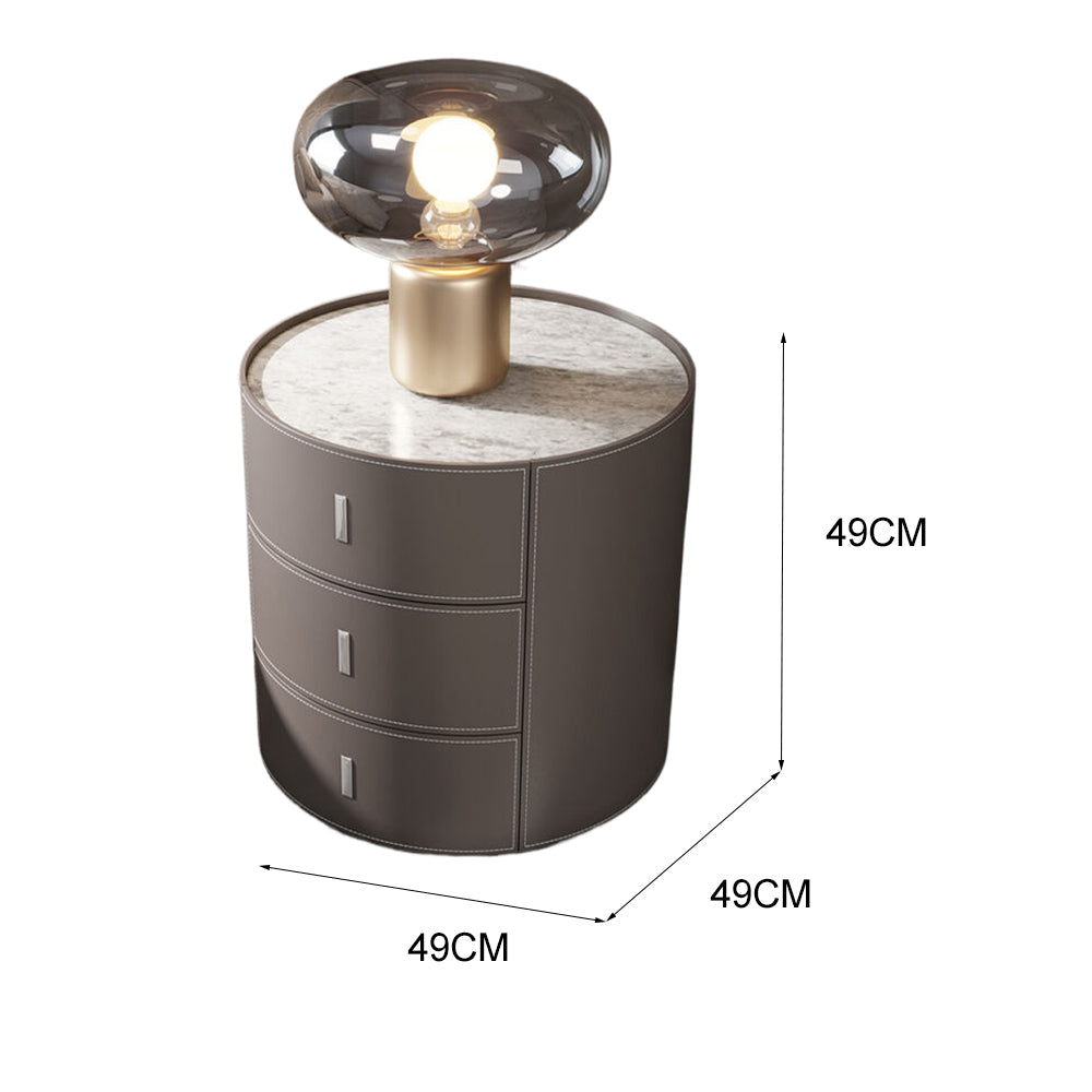 LIVARA NT1073 Saddle Leather Bedside Three-Drawer Solid Wood Table