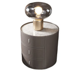 LIVARA NT1073 Saddle Leather Bedside Three-Drawer Solid Wood Table