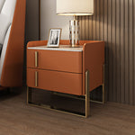 LIVARA NT1074 Bedside Wood with Style Table - Stone Sintered Top Solid Modern Orange