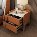LIVARA NT1074 Bedside Wood with Style Table - Stone Sintered Top Solid Modern Orange