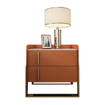 LIVARA NT1074 Bedside Wood with Style Table - Stone Sintered Top Solid Modern Orange