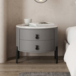 LIVARA NT1077 Wood Plywood Solid Slate Bedside Drawer Table-Gray