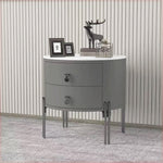 LIVARA NT1077 Wood Plywood Solid Slate Bedside Drawer Table-Gray
