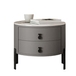 LIVARA NT1077 Wood Plywood Solid Slate Bedside Drawer Table-Gray