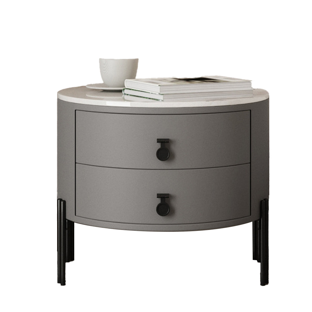 LIVARA NT1077 Wood Plywood Solid Slate Bedside Drawer Table-Gray
