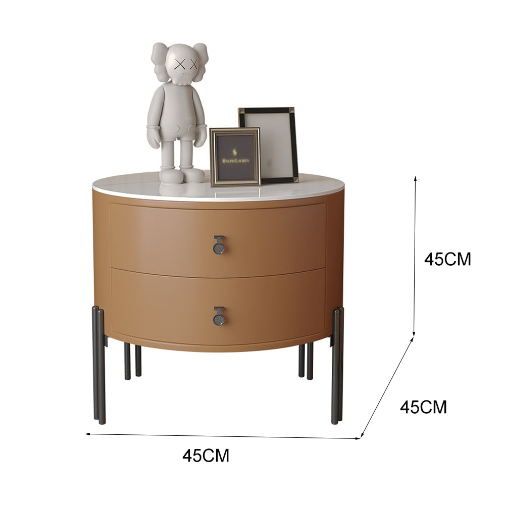 LIVARA NT1077 Bedside Wood Drawer Solid Slate Plywood Table-Orange