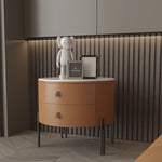 LIVARA NT1077 Bedside Wood Drawer Solid Slate Plywood Table-Orange
