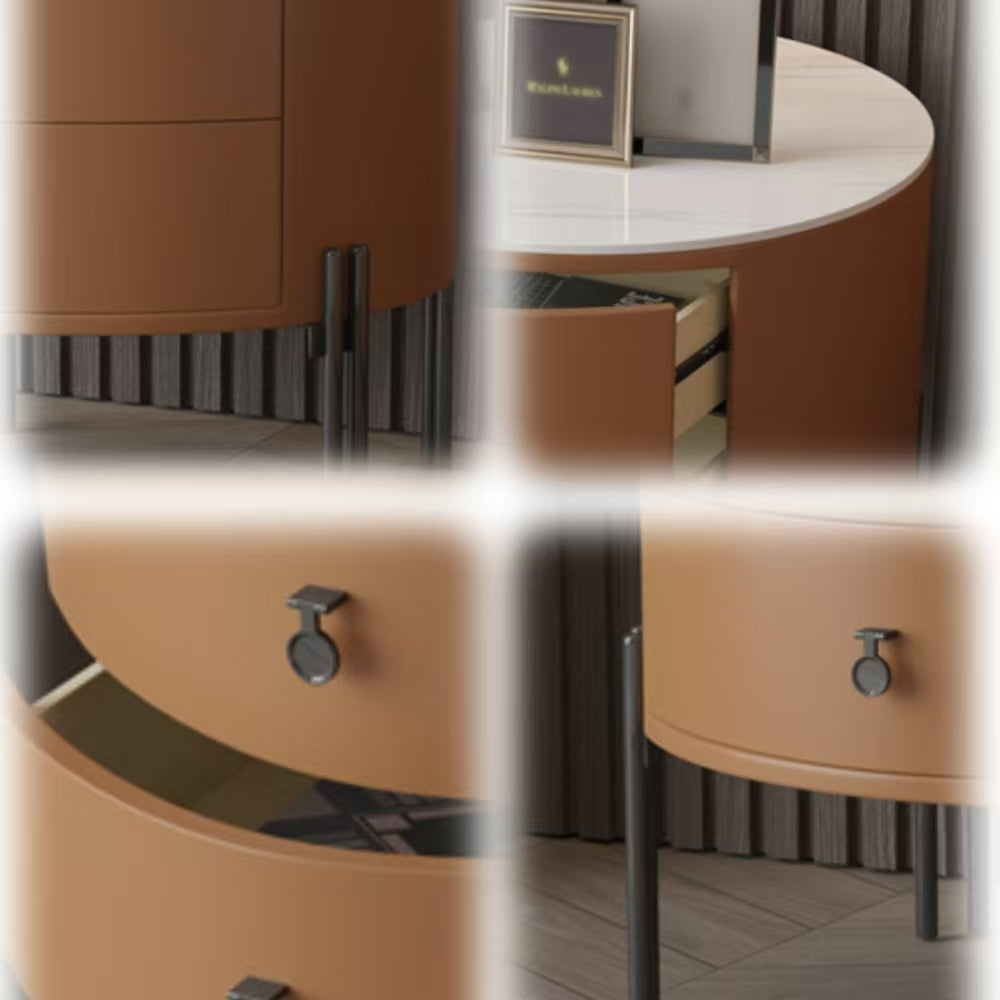 LIVARA NT1077 Bedside Wood Drawer Solid Slate Plywood Table-Orange