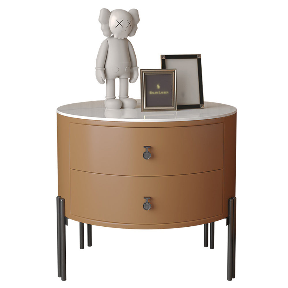 LIVARA NT1077 Bedside Wood Drawer Solid Slate Plywood Table-Orange