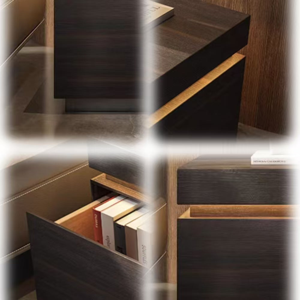 LIVARA NT1393 Drawer Veneer LED Bedside Wood Light Board Eco-Friendly Table