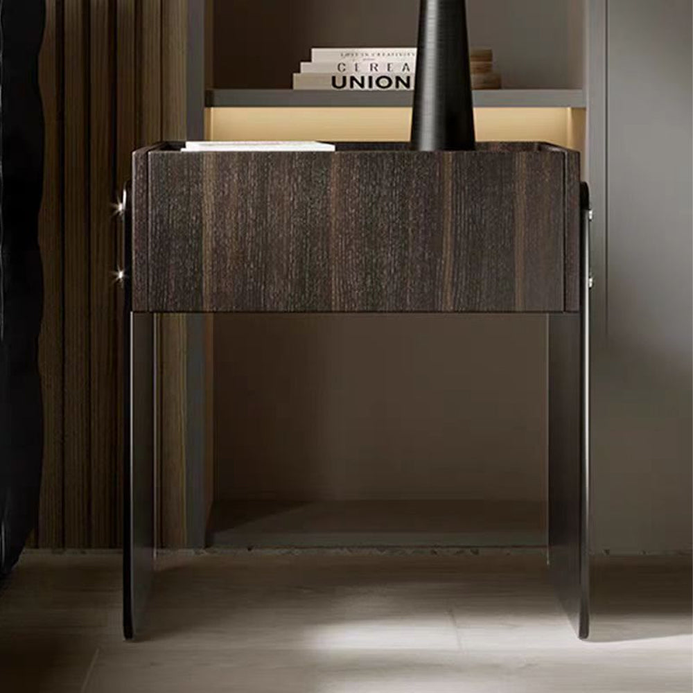 LIVARA NT1394 Panel Veneer Acrylic Bedside Eco-Friendly Board Drawer Wood Table