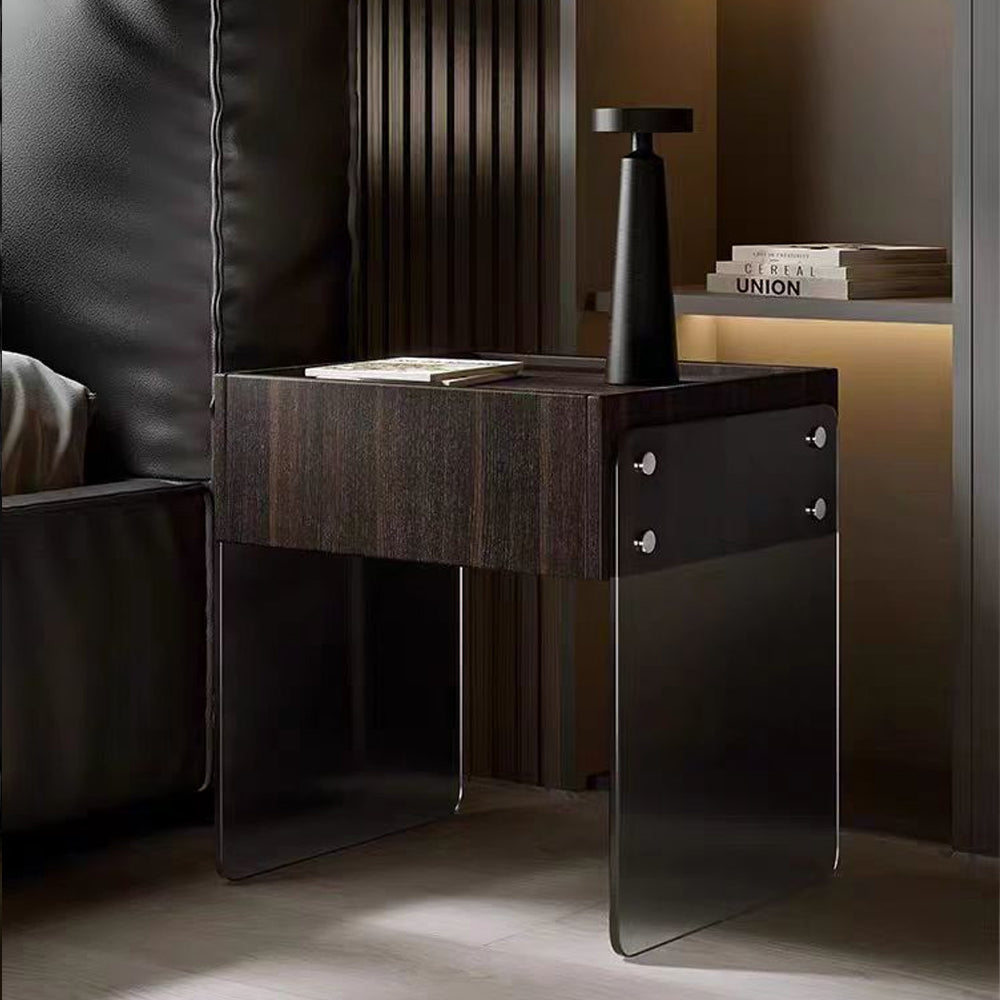 LIVARA NT1394 Panel Veneer Acrylic Bedside Eco-Friendly Board Drawer Wood Table