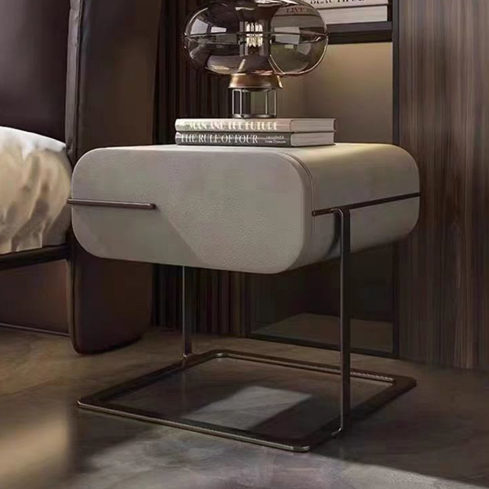 LIVARA NT1395 Stainless Cabinet Steel Black Base Titanium Wood Solid Bedside Table