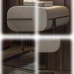 LIVARA NT1395 Stainless Cabinet Steel Black Base Titanium Wood Solid Bedside Table