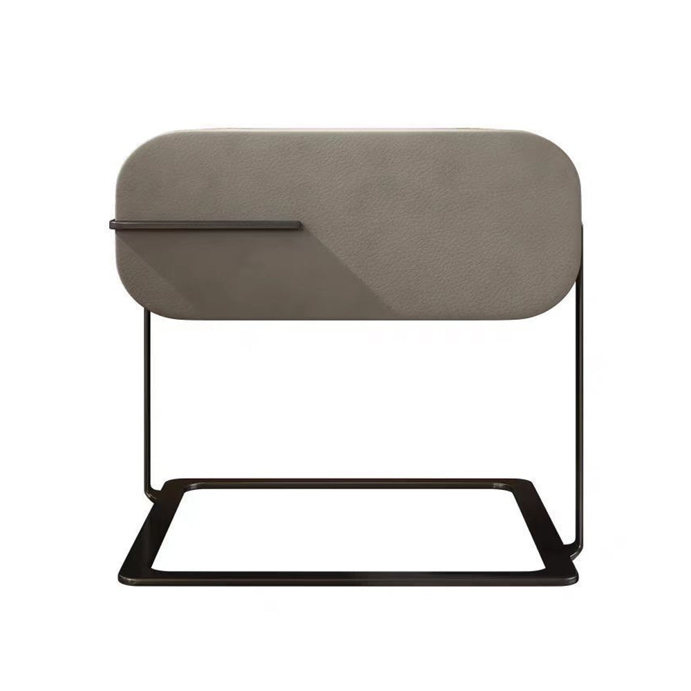 LIVARA NT1395 Stainless Cabinet Steel Black Base Titanium Wood Solid Bedside Table