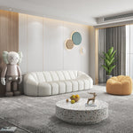 LIVARA SM1001 Solid Fleece 240cm Length - Wood Lamb Fabric Frame Sofa Beige