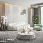 LIVARA SM1001 Solid Fleece 240cm Length - Wood Lamb Fabric Frame Sofa Beige
