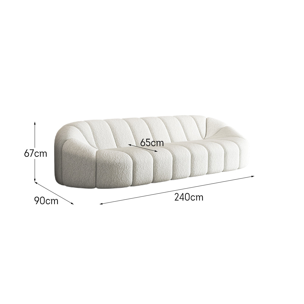 LIVARA SM1001 Solid Fleece 240cm Length - Wood Lamb Fabric Frame Sofa Beige