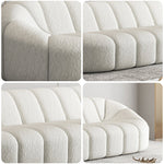 LIVARA SM1001 Solid Fleece 240cm Length - Wood Lamb Fabric Frame Sofa Beige