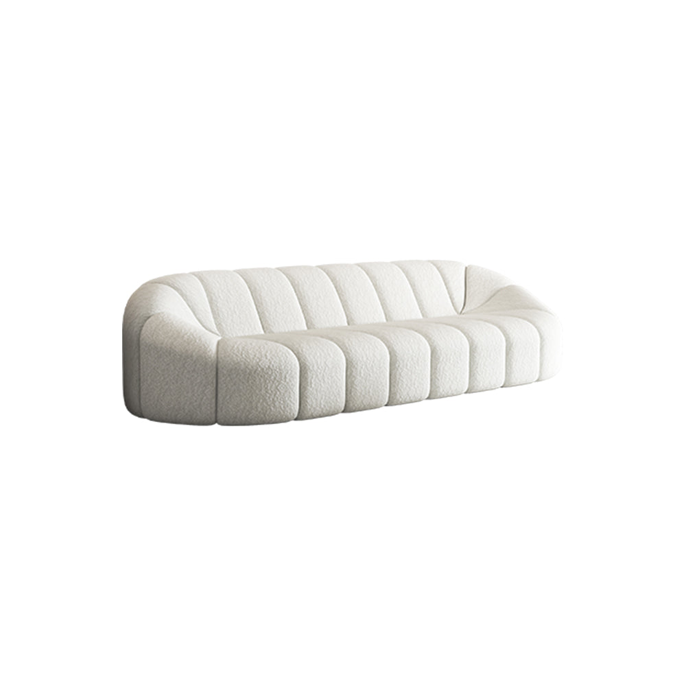 LIVARA SM1001 Solid Fleece 240cm Length - Wood Lamb Fabric Frame Sofa Beige