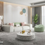 LIVARA SM1002 Fleece Wood - Fabric Length Sofa 260cm Frame Lamb Solid Beige
