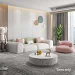 LIVARA SM1002 Fleece Wood - Fabric Length Sofa 260cm Frame Lamb Solid Beige