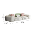 LIVARA SM1002 Fleece Wood - Fabric Length Sofa 260cm Frame Lamb Solid Beige