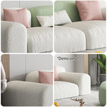 LIVARA SM1002 Fleece Wood - Fabric Length Sofa 260cm Frame Lamb Solid Beige