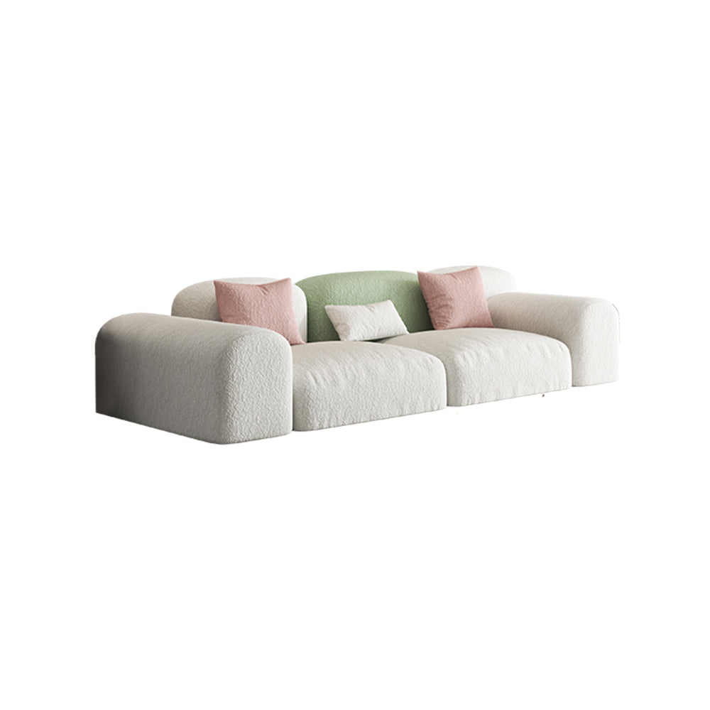 LIVARA SM1002 Fleece Wood - Fabric Length Sofa 260cm Frame Lamb Solid Beige