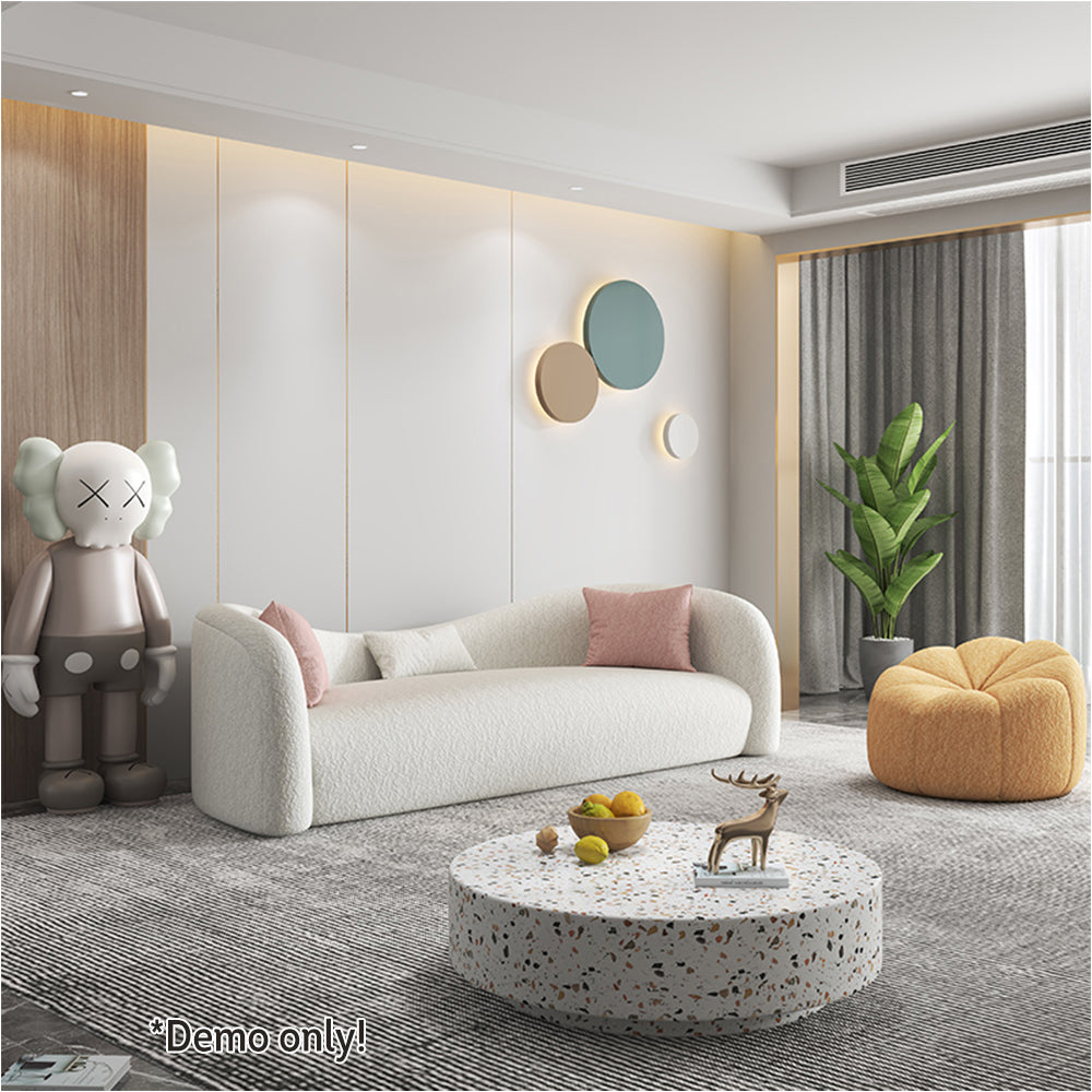 LIVARA SM1004 Solid Butterfly-shaped Frame Backrest - 240cm Sofa Wood Length Beige
