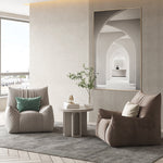 LIVARA Cream-Style Sofa With Single Velvet Throw A Pillow