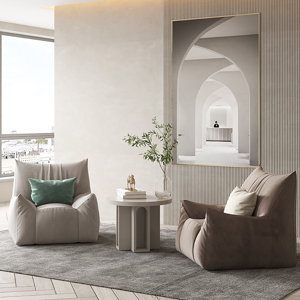 LIVARA Cream-Style Sofa With Single Velvet Throw A Pillow