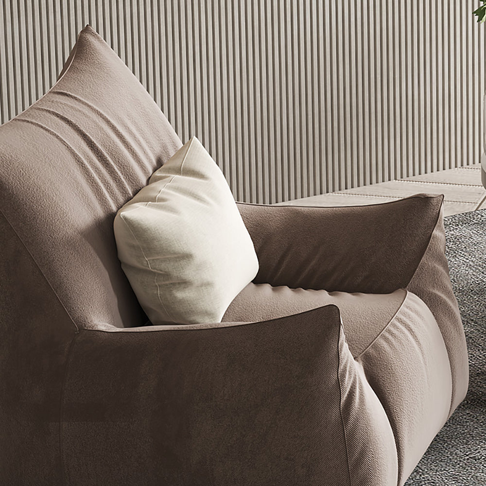LIVARA Cream-Style Sofa With Single Velvet Throw A Pillow