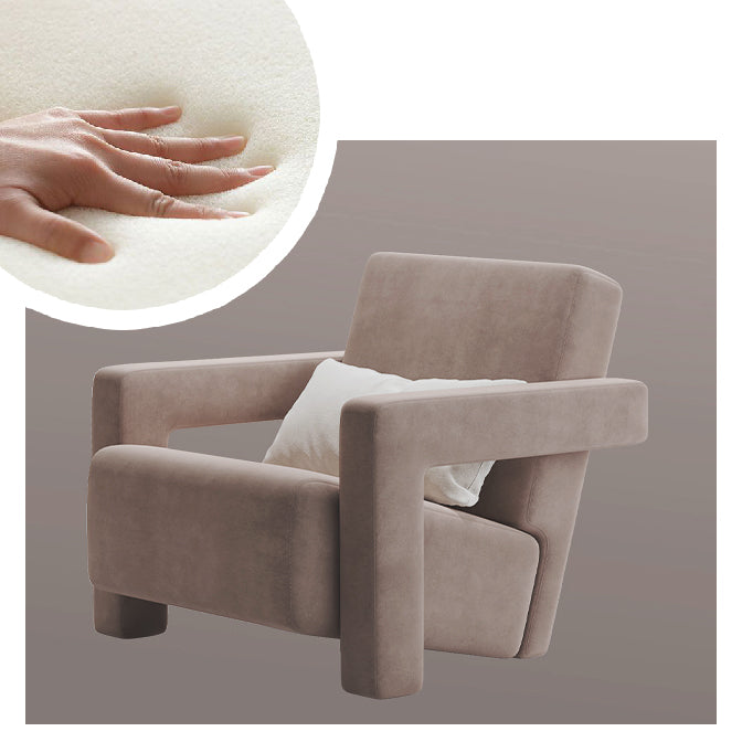 LIVARA SM1006 Velvet Single Sofa Cream Style with Pillow