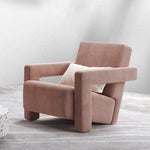 LIVARA SM1006 Velvet Single Sofa Cream Style with Pillow