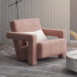 LIVARA SM1006 Velvet Single Sofa Cream Style with Pillow