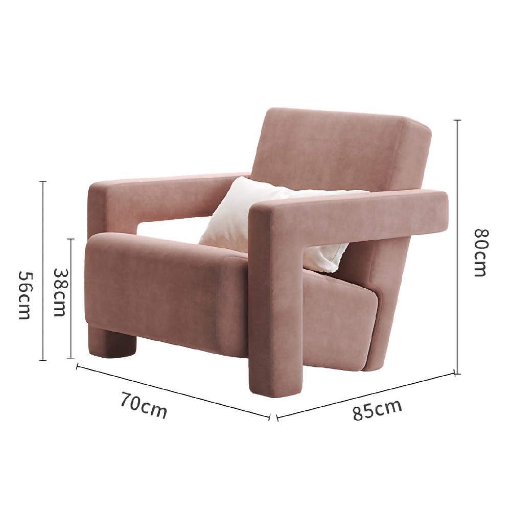 LIVARA SM1006 Velvet Single Sofa Cream Style with Pillow