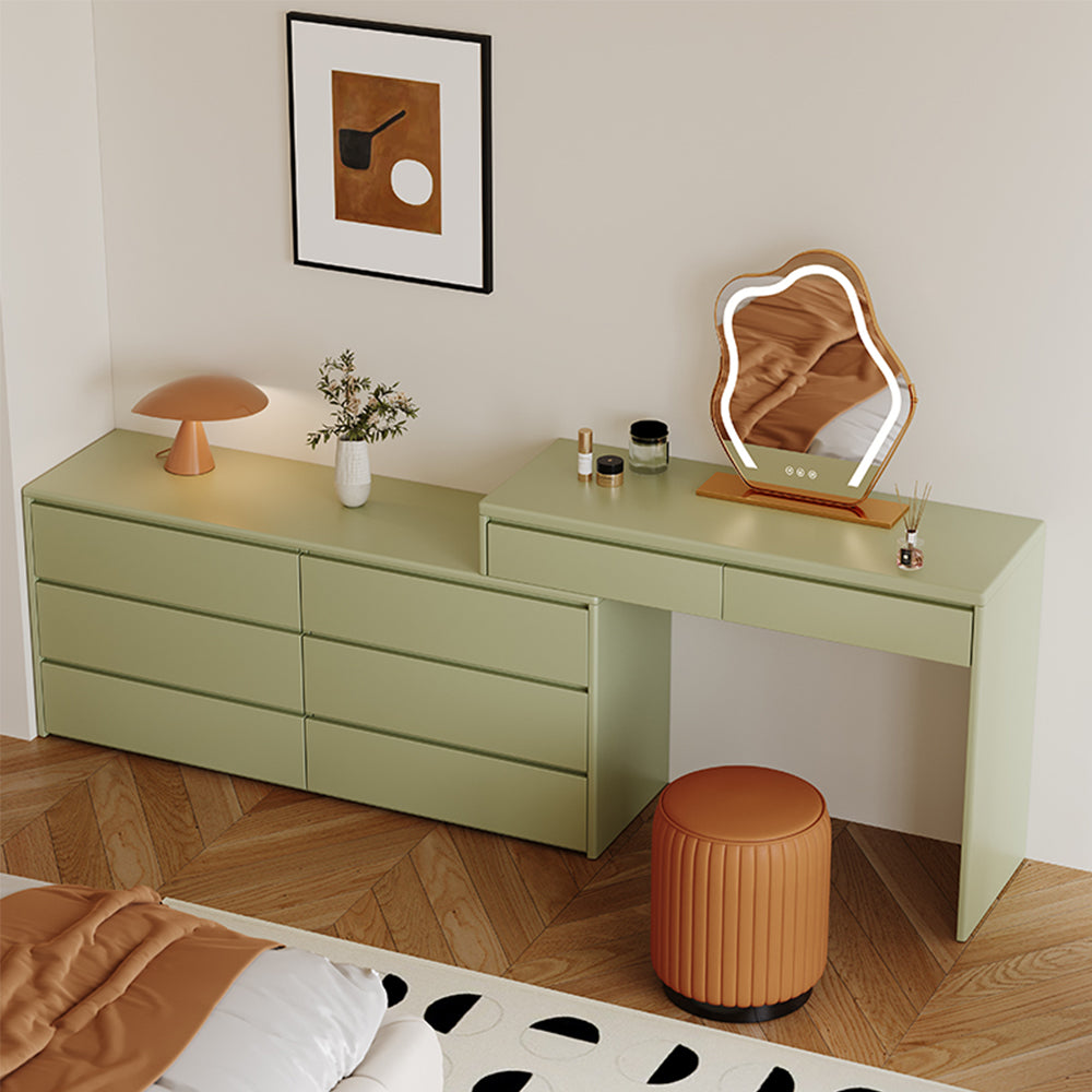 LIVARA 1008 Expandable Mirror With Design LED Table 120cm Dressing Stool - Length Green