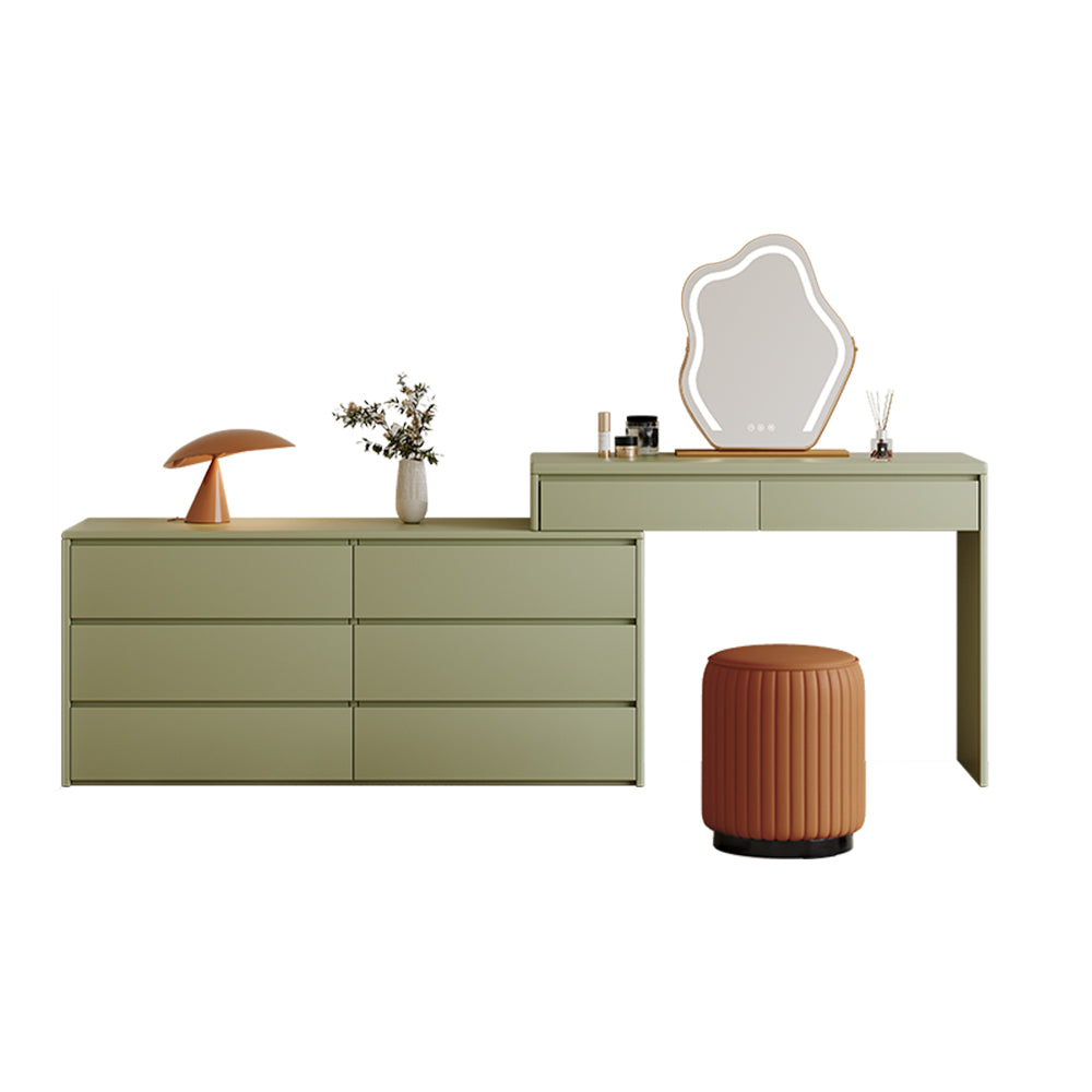 LIVARA 1008 Expandable Mirror With Design LED Table 120cm Dressing Stool - Length Green