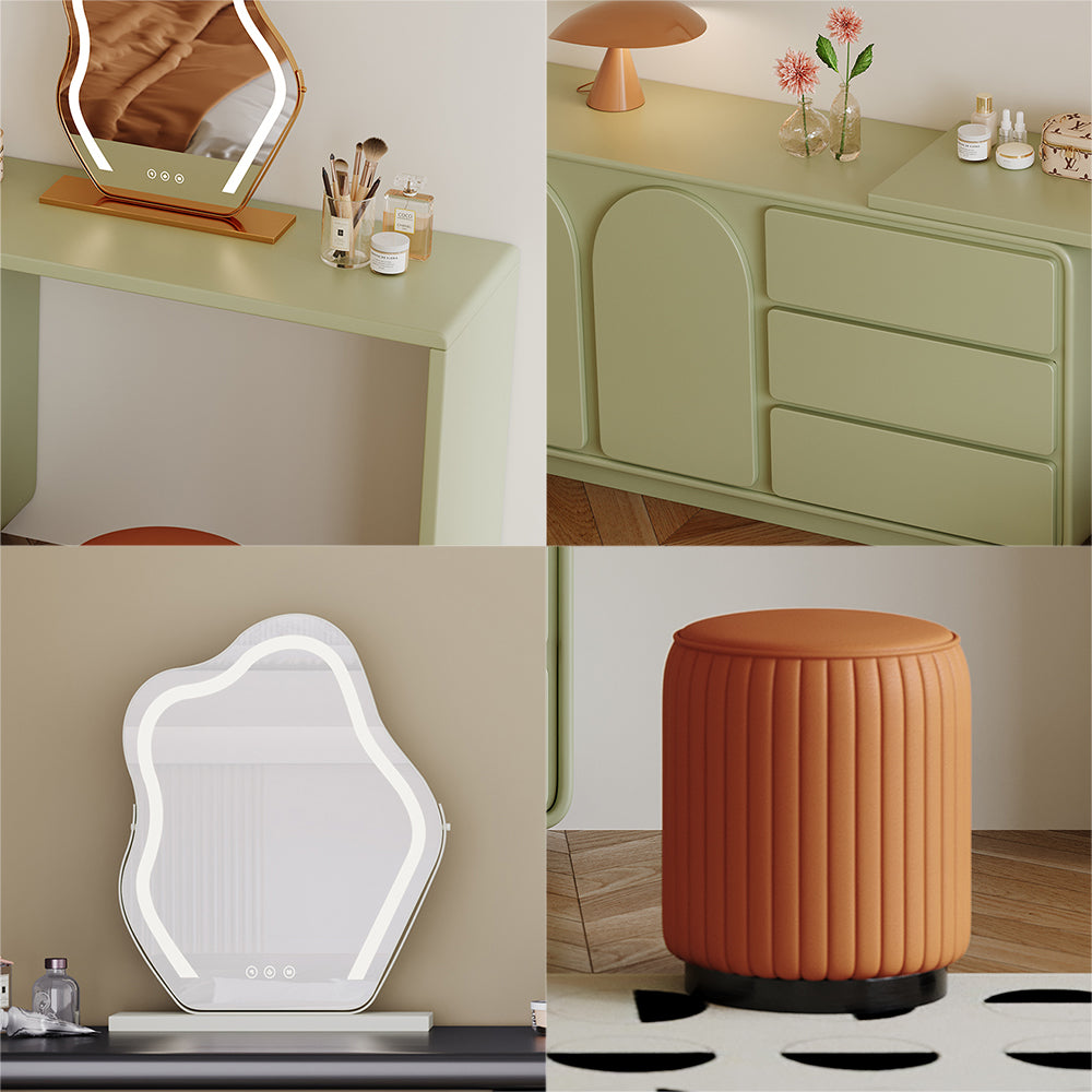 LIVARA 1009 - Stool Mirror Expandable Length 120cm Table LED With Design Dressing Green
