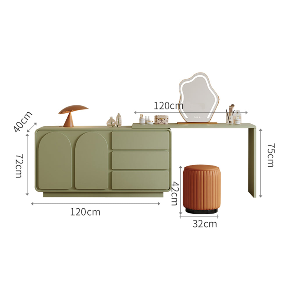LIVARA 1009 - Stool Mirror Expandable Length 120cm Table LED With Design Dressing Green