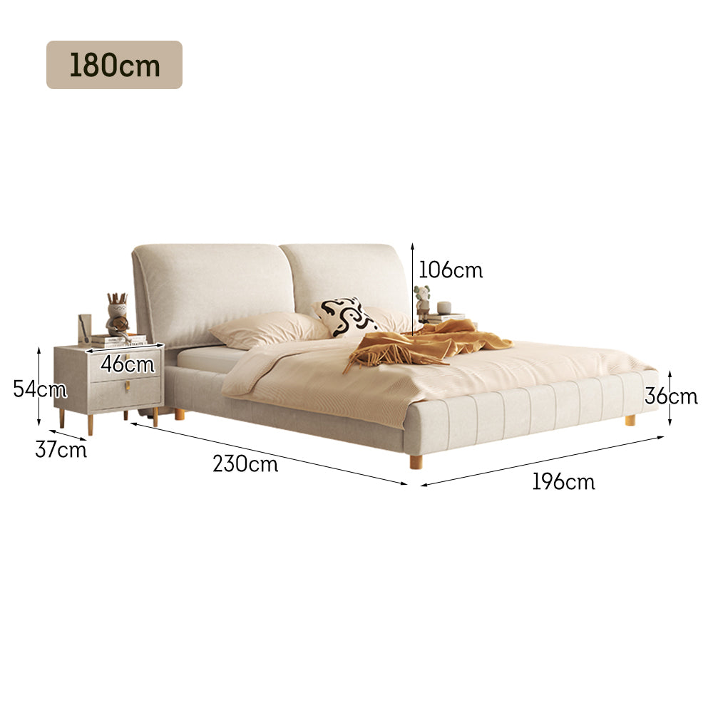 LIVARA SM1016 150/180cm With Tables Sensor - Two Bed Fabric Light Matte Bedside Beige