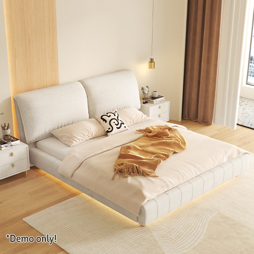 LIVARA SM1016 150/180cm With Tables Sensor - Two Bed Fabric Light Matte Bedside Beige