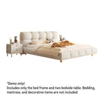 LIVARA SM1018 Two Fabric With Bedside Bed - Matte 150/180cm Tables Sensor Light Beige