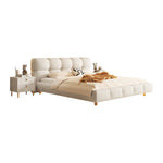 LIVARA SM1018 Two Fabric With Bedside Bed - Matte 150/180cm Tables Sensor Light Beige