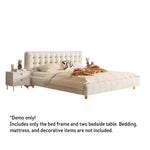 LIVARA SM1019 Sensor Two Light Matte 150/180cm Bedside Bed With Fabric Tables - Beige